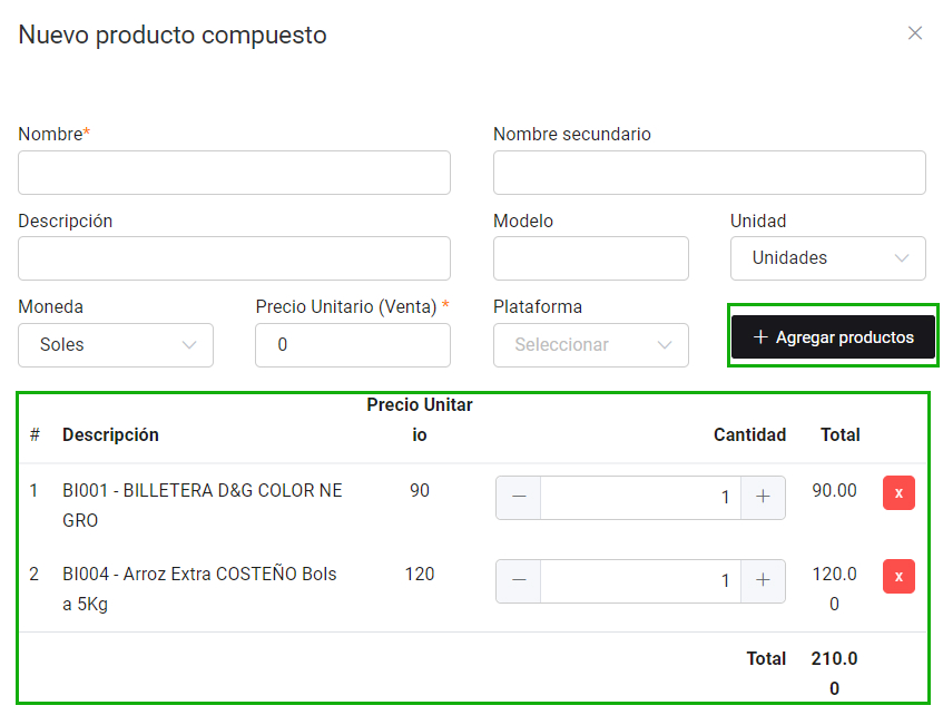 Formulario Agregar Producto